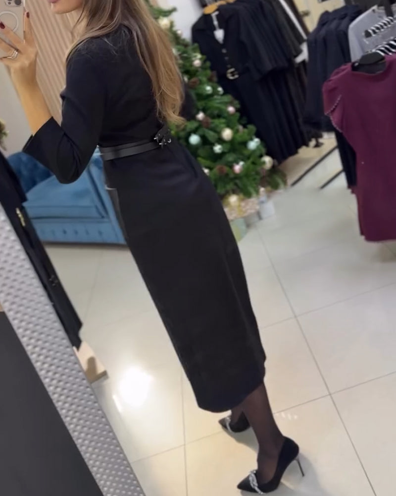Spódnica Elegancka Dopasowana Bodycon Rozcięcie