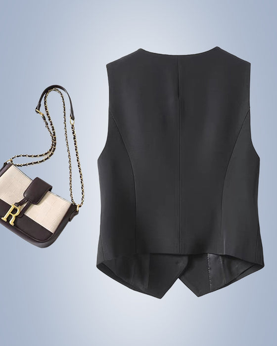 Damska kamizelka garniturowa w jednolitym kolorze