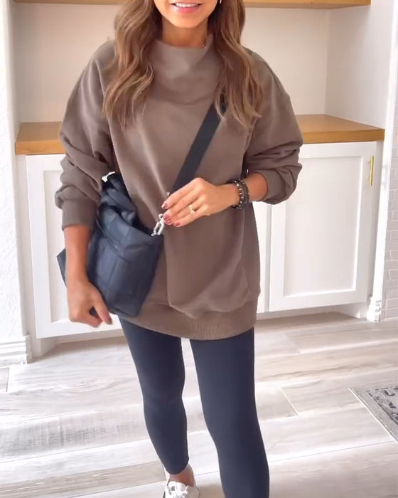Bluza retro z rozcięciem i stójką