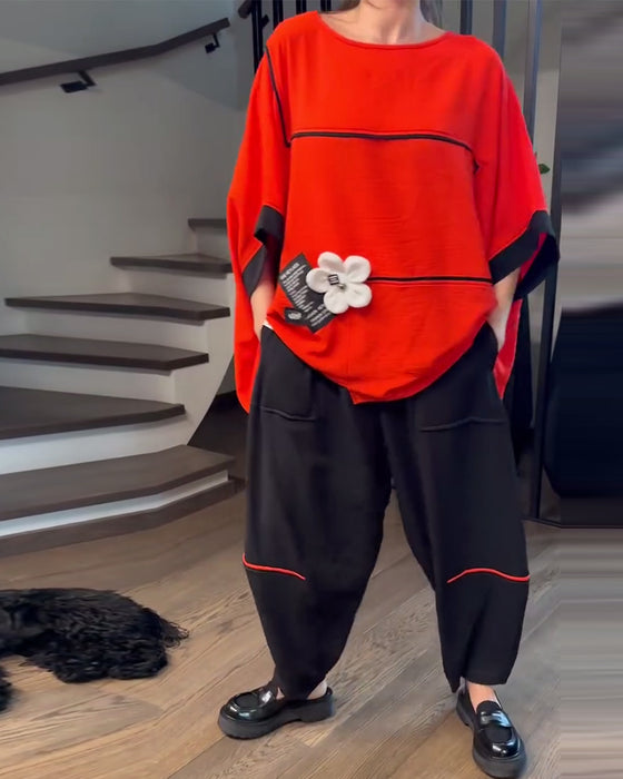 Zestaw Luźne Bloomers Casual Color-Blocking