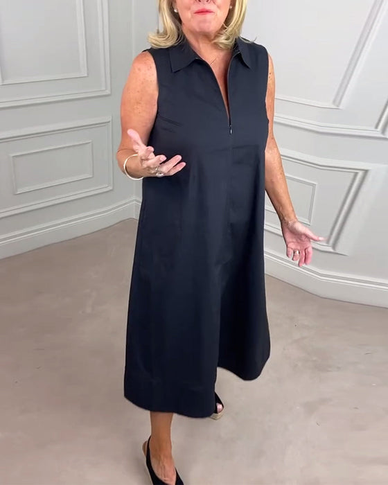 Sukienka bez rękawów w jednolitym kolorze