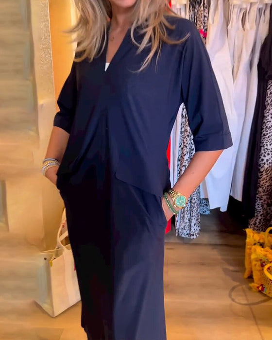 Sukienka kieszonkowa z dekoltem w kształcie litery V