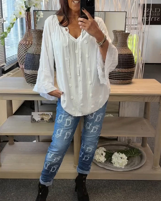 Elegancka bluzka z bufiastymi rękawami