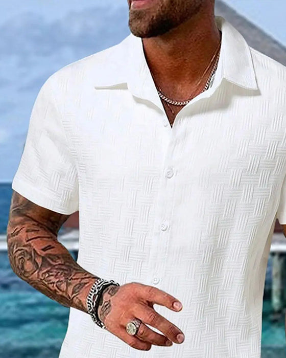Zestawy W Kratę Polo Kołnierz Casual Mężczyźni