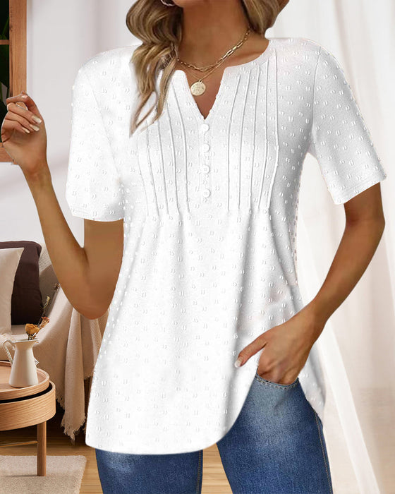 Bluzka z dekoltem w serek i krótkim rękawem