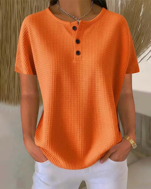 T-shirt Zapinany Dekolt V Casual