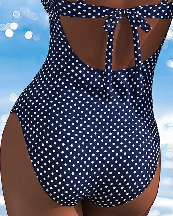 One-Piece Kropka Krawat Siatka Patchwork