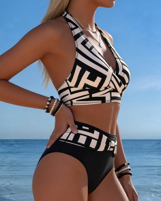 Bikini Geometryczny Druk Wysoki Stan