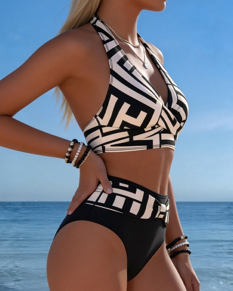 Bikini Geometryczny Druk Wysoki Stan