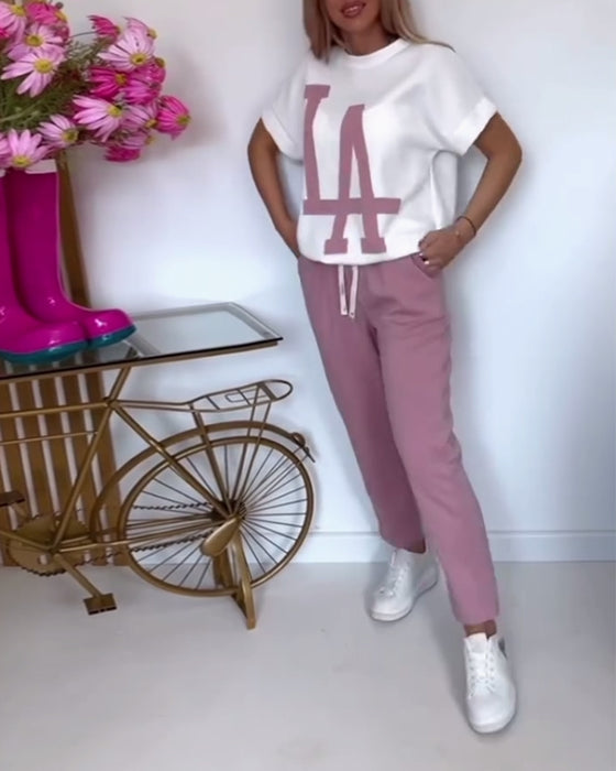 Ustaw Casual Letter Print Sports