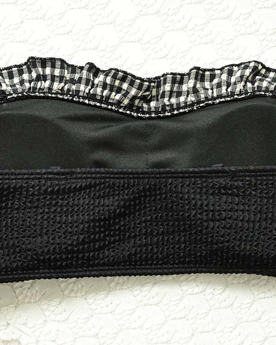 Bikini Krata Ruffle Bez Ramiączek
