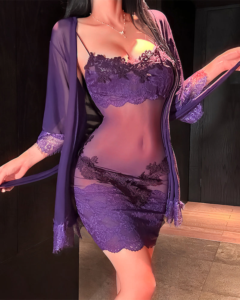 Komplet Koszuli Nocnej Jednokolorowy Plisowany