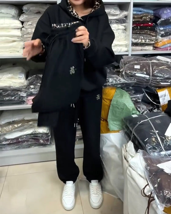 Zestaw Dwuczęściowy W Leopardzim Printcie Z Kapturem