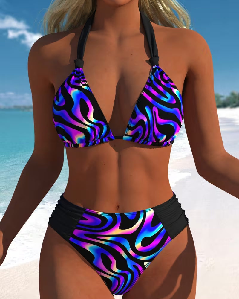 Bikini Gradient Fala Nadruk