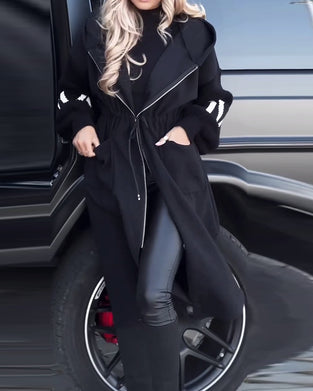 Luźny długi płaszcz z kieszeniami