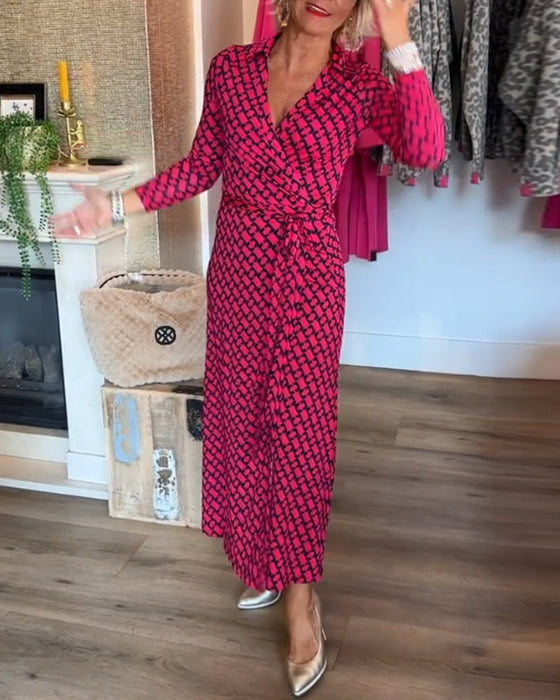 Elegancka sukienka maxi z dekoltem w kształcie litery V