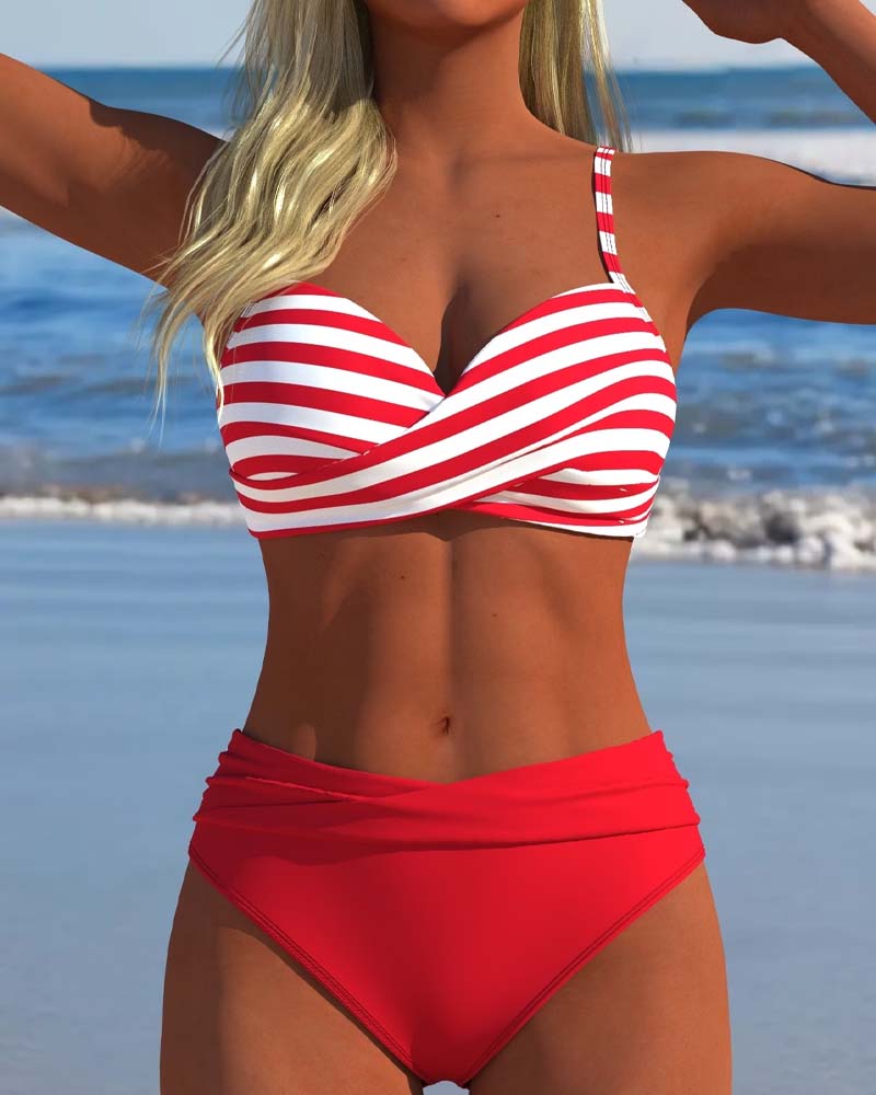 Bikini Blok Kolorów Pasek Krzyż
