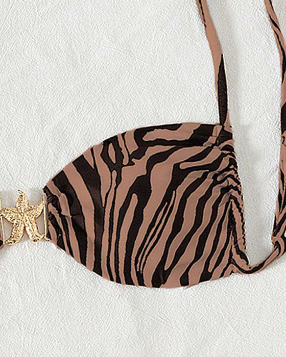 Bikini Wzór Zebry Seksowne Wiązanie
