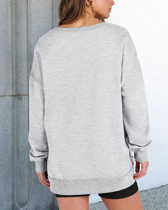 Bluza Mały Dekolt V Luźna Stylizacja Długie Rękawy