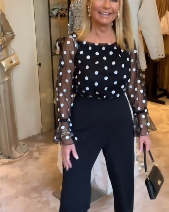 Bluzka Casual Przezroczysta W Kropki