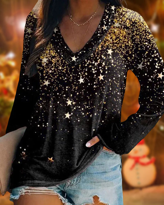 Bluzka z długim rękawem w gwiazdki