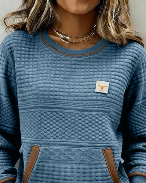 Bluza Z Okrągłym Dekoltem I Color Blocking