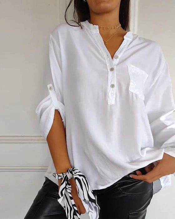 Cekinowa luźna swobodna bluzka