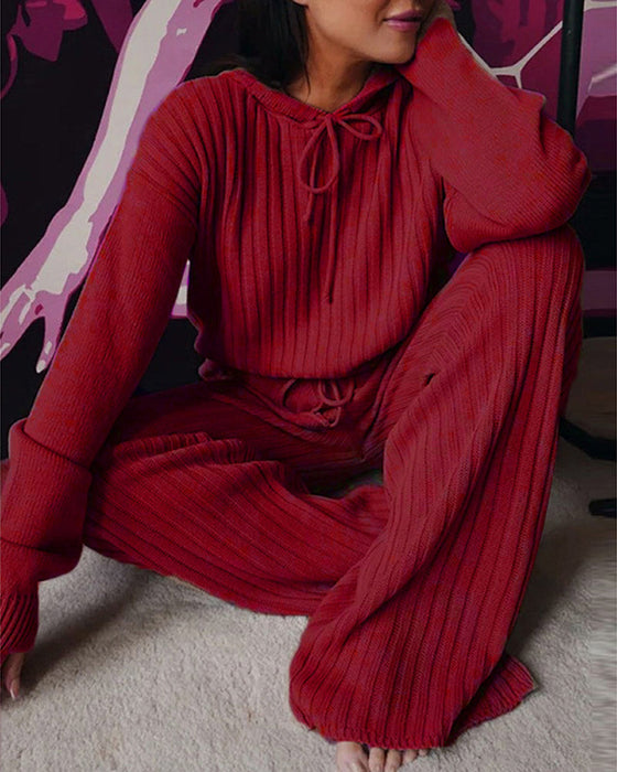 Luźny zestaw bawełniany z długim rękawem