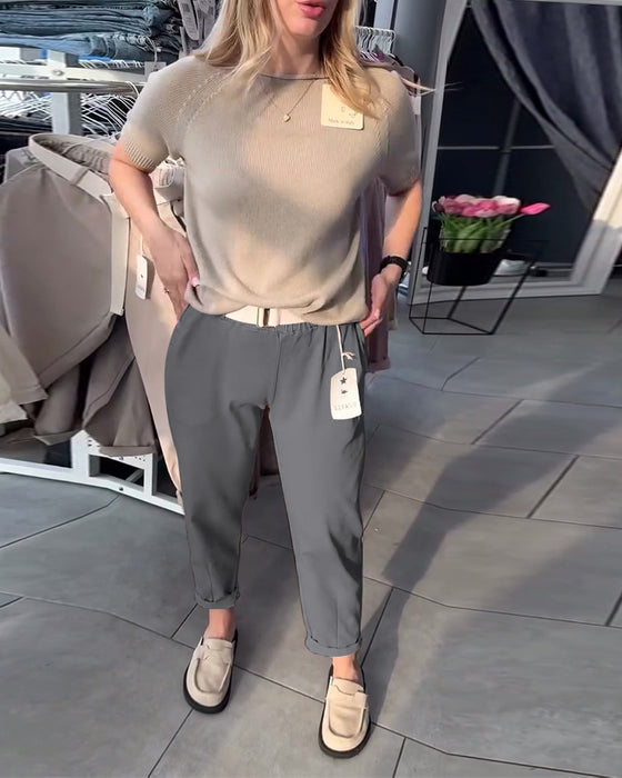 Spodnie Jednokolorowe Casual Proste