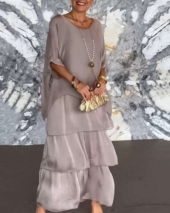 Sukienka o artystycznym stylu i luźnym kroju