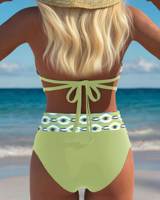 Bikini Seksowny Głębokie V Rozcięcie Nadruk