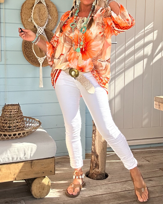 Bluzka Off-Shoulder Resortowy Print