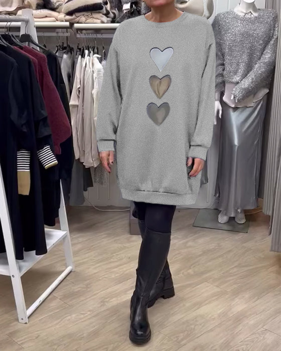 Sukienka Shift Wzór Serce Casual