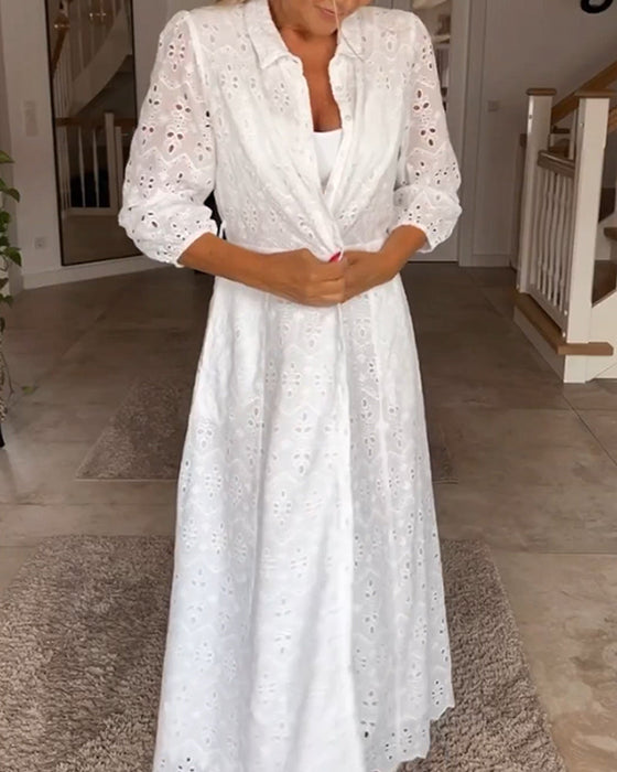 Elegancka sukienka midi z rękawem 3/4