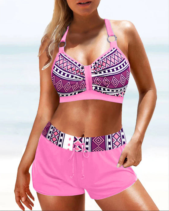 Geometryczne bikini z wysokim stanem