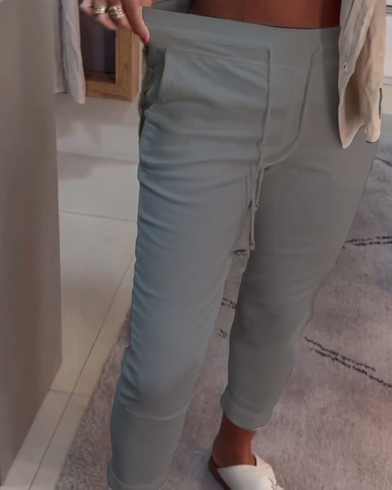 Spodnie Ołówkowe Casualowe Ze Ściągaczem