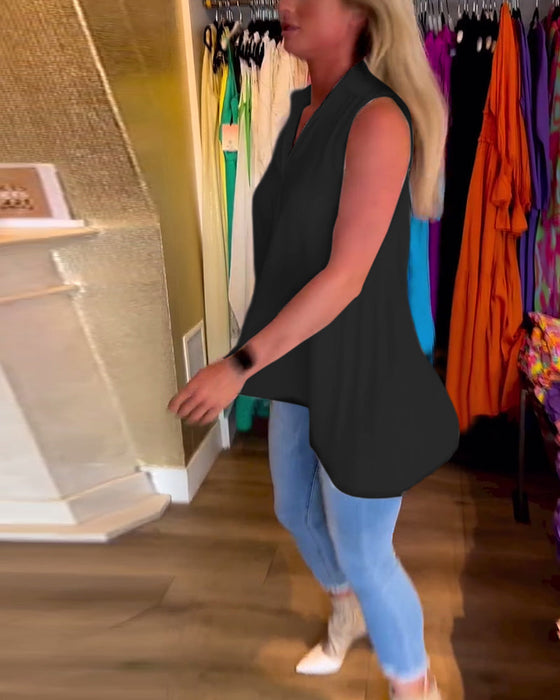 Bluzka bez rękawów z falbankami