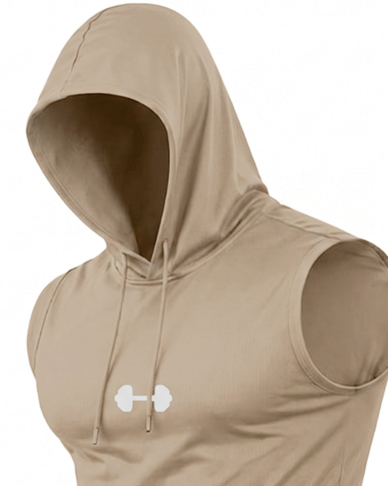Tank Top Bluza Z Kapturem Bez Rękawów Sznurek