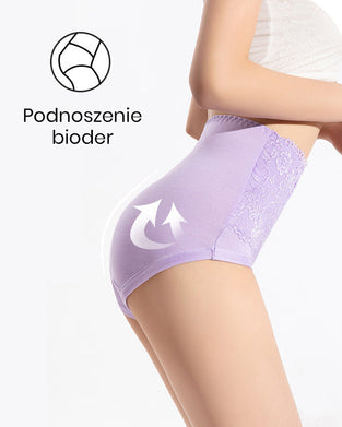 Koronkowe majtki z damskie wysokim stanem