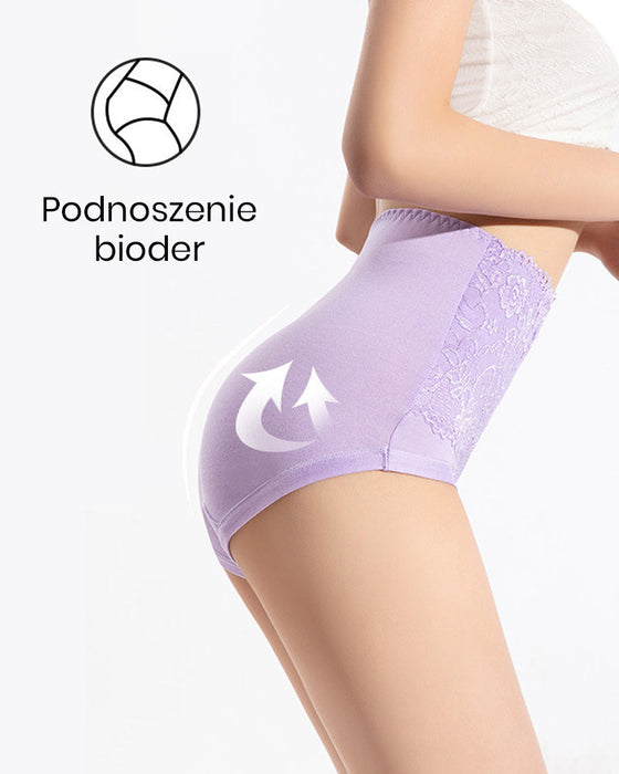 Koronkowe majtki z damskie wysokim stanem