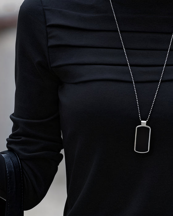 Top Slim Fit Plisowany Długi Rękaw