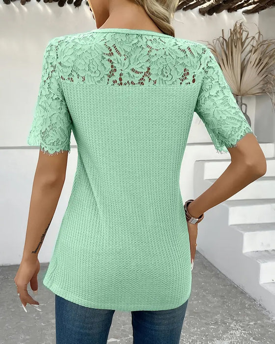 T-Shirt Koronka Panel Dziany