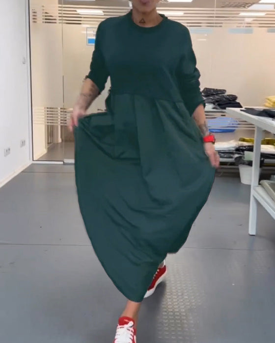 Luźna sukienka maxi w jednolitym kolorze