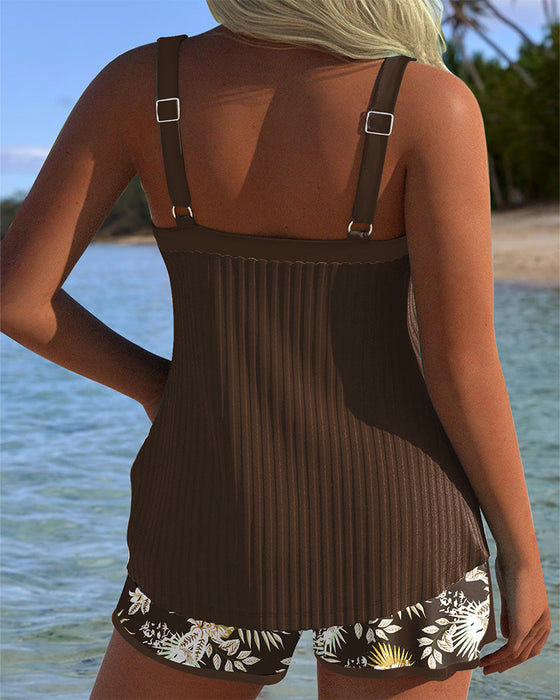 Tankini W Paski Dwuczęściowy Szorty Plażowe