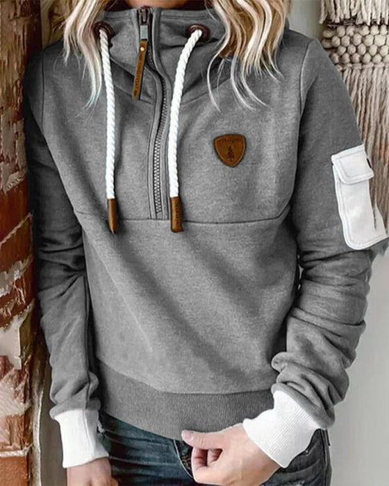 Bluza z kapturem zapinana na zamek do połowy