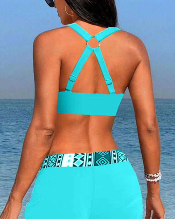 Geometryczne bikini z wysokim stanem