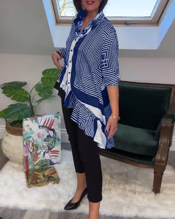 Modna koszula zapinana na guziki o nieregularnym kroju