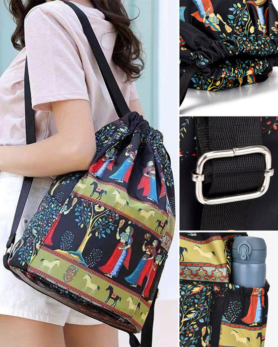 Torba na ramię ze ściągaczem w stylu etnicznym