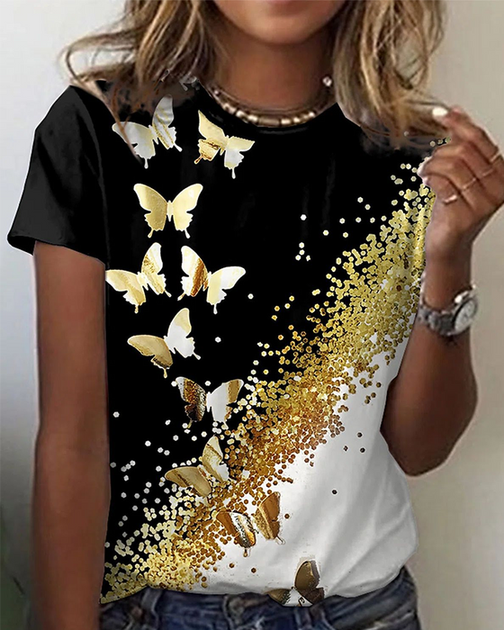 Koszulka z okrągłym dekoltem i nadrukiem