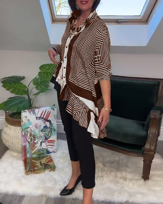 Modna koszula zapinana na guziki o nieregularnym kroju